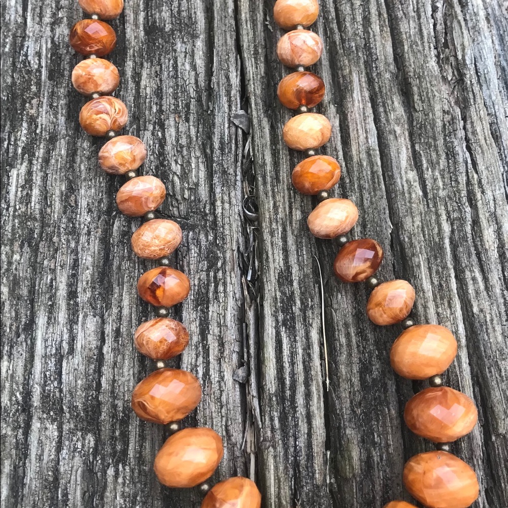 6/$20 Vintage Avon Necklace, Faceted Beads, Tangerine Orange Shade, Lightweight - Picture 5 of 10